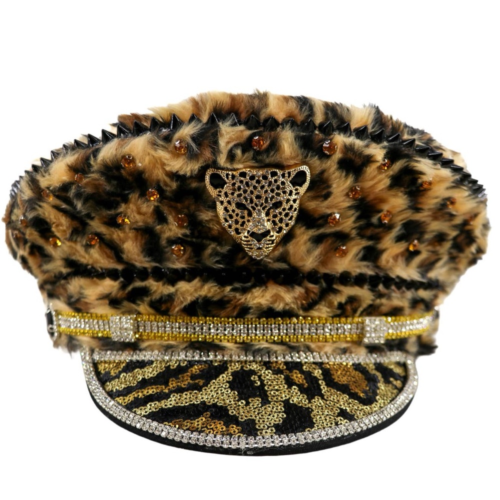 Festival Season! Nu Shuz Costumes Leopard Print Faux Fur Embellished Plush Hat